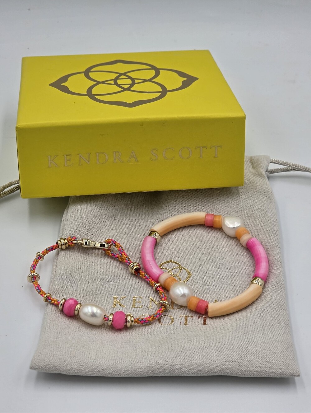 Kendra Scott Rachel Gold Friendship Bracelet Set in Pink Mix